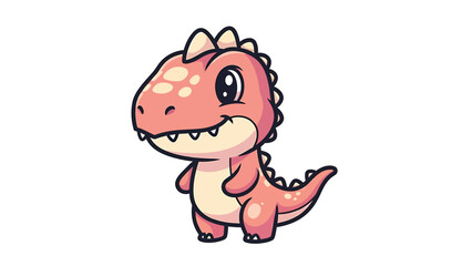 Fototapeta premium Adorable Pink Cartoon Dinosaur Character with Spikes and Spots.