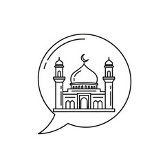 Obraz premium Mosque icon with speech bubble for cultural or religious discussions