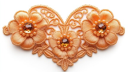 Peachy lace flowers with crystals