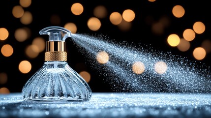 Perfume spray bottle, shimmering