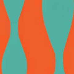 Organic curved shapes in teal and orange against an orange background abstract pattern