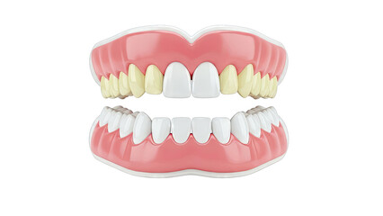 Fototapeta premium Comparison of Healthy vs. Discolored Teeth