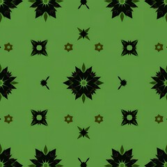 Intricate star and geometric patterns repeat across a vibrant green background canvas