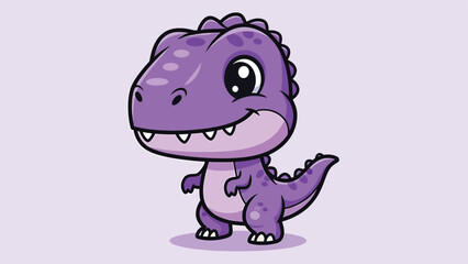Fototapeta premium Adorable Purple Cartoon Dinosaur with Big Eyes and Small Teeth 1.