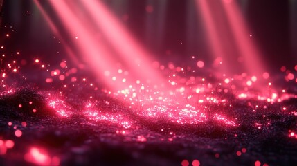 Fototapeta premium Pink glitter surface with spotlights