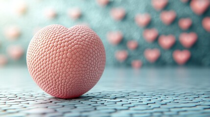 Pink heart-shaped orb on textured floor