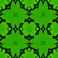 Symmetrical abstract geometric pattern with repeating dark green shapes on a lighter green background