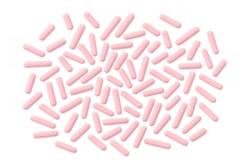 Pink sprinkle jimmies scattered pattern on transparent background