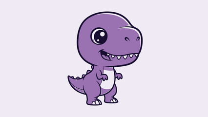 Fototapeta premium Adorable Purple Cartoon Tyrannosaurus Rex Character Illustration.