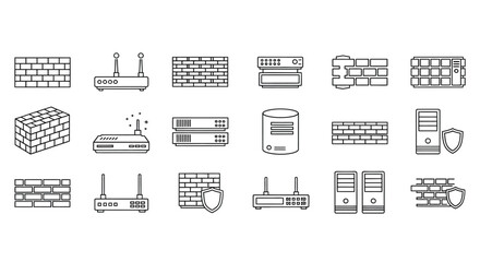 Network and computer hardware icons collection