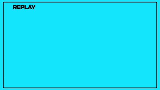 Green circle and text REPLAY on a black background with green border replay symbol