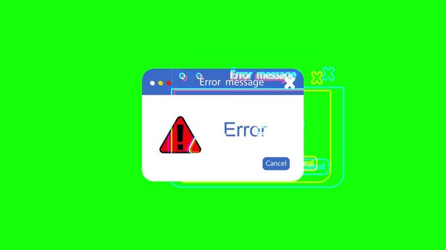  error message occurred pop up glitch 4k animation green screen 60 fps