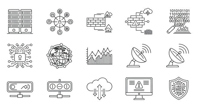 Network security and data protection icons
