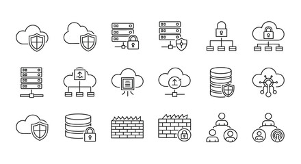 Cloud security and data protection icons