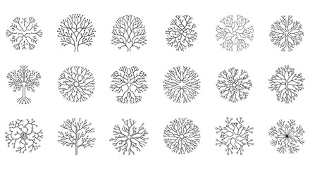 Collection of abstract tree illustrations