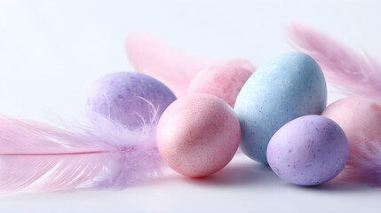 easter eggs and feathers