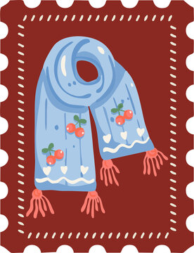 Minimalist Cozy Winter Scraft Sticker Stamp