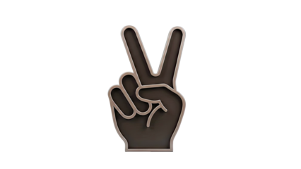 3D Rendered Bronze Victory Hand Gesture