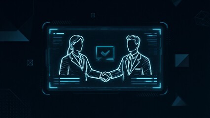 digital handshake between two business figures