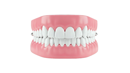 Dental Model with Brackets and White Teeth