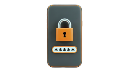Smartphone with Padlock and Password Input