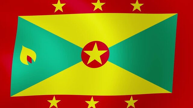 4K Loop Grenada Waving Flag Animation