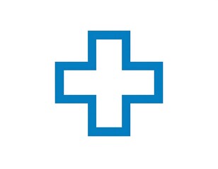 Obraz premium A simple, bright blue medical cross icon