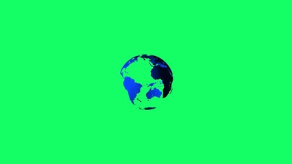 Green screen composite of a globe with blue continents on a green Generate title without using the word "Title:" before it. background
