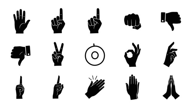 Hand gestures icons set. Vector signs collection