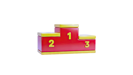 Red and Gold Podium for First, Second, and Third Place