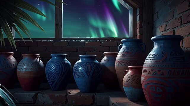 greek amphora on blue background