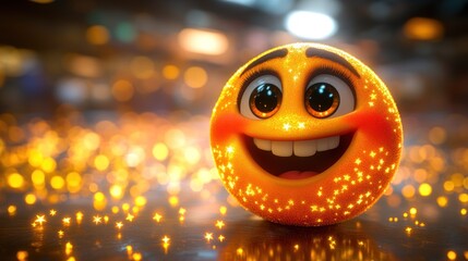 Smiling, star-studded emoticon