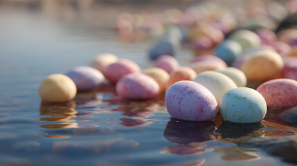 colorful stones in water
