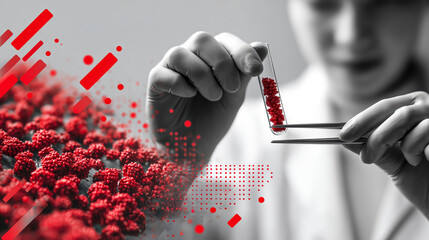 Lab grown meat cultured meat food science laboratory scientist tweezers test tube red research innovation energize curiosity modern lab scene with precise focus sample handling and advanced
