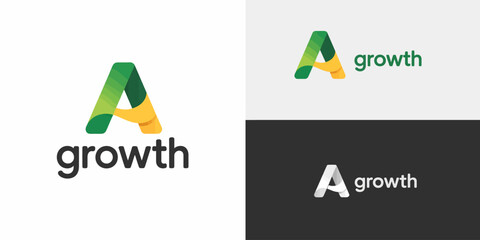 A colorful with the letter A and the word growth in different backgrounds text green