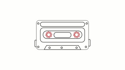 Fototapeta premium Line cassette tape with red gears in the reels on a Generate title without using the word 