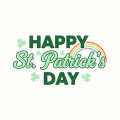 Fototapeta premium Happy St. Patrick's Day celebration with rainbow and shamrocks