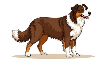 A detailed illustration of a dog in a side-facing, full-body pose
