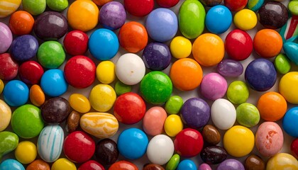 Colorful Candy Background. Assorted Sweets Texture. Sweet Tooth Concept.