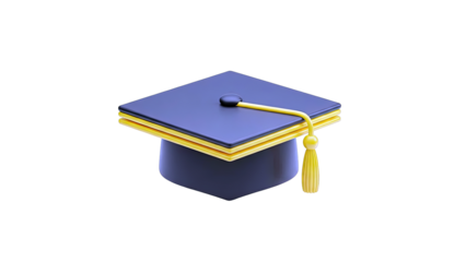 3D Graduation Cap with Yellow Tassel