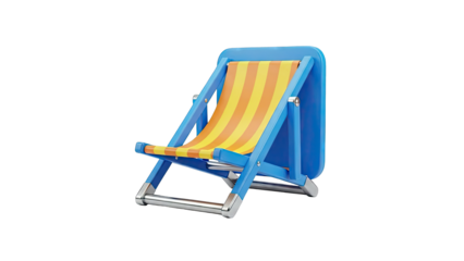 Blue Deck Chair with Orange and Yellow Stripes