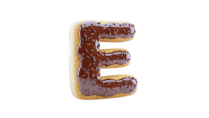 Chocolate Frosted Donut Shaped Like the Letter E