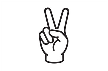Obraz premium Simple black and white illustration of a hand displaying the victory sign