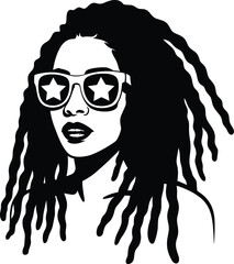 Modern Afro Black Woman Vector Illustration with Natural Hair and Confidence