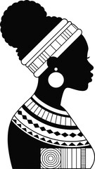 Afro Black Woman Silhouette Vector Celebrating Beauty, Strength, and Culture