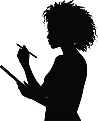 Elegant Afro Black Woman Vector Illustration with Natural Hair Silhouette