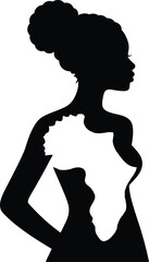 Afro Black Woman Silhouette Vector Celebrating Beauty, Strength, and Culture