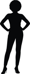Afro Black Woman Standing Silhouette Vector Illustration.