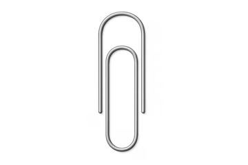 Silver metal paperclip on transparent background