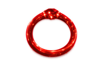 Red glowing ring with heart shaped ruby gemstone, a luxury jewel with bright red sparks on transparent background